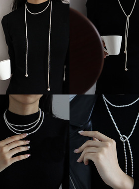 达令 多层叠戴施家珍珠项链 一条多戴颈链 高级感毛衣链 送女朋友