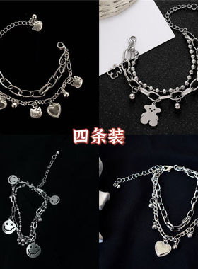 达令 双层小熊手链 ins冷淡风叠戴手串 时尚精致手饰 高级感配饰