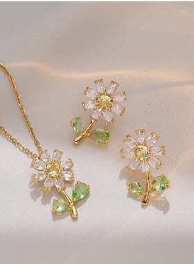 达令  满钻花朵项链多款 萌妹子甜美气质钛钢毛衣链 吊坠锁骨链