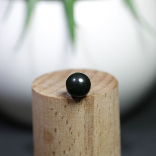 现货【珠玉珍藏】8mm新疆和田玉籽料黑青圆珠单珠顶珠配珠无结构