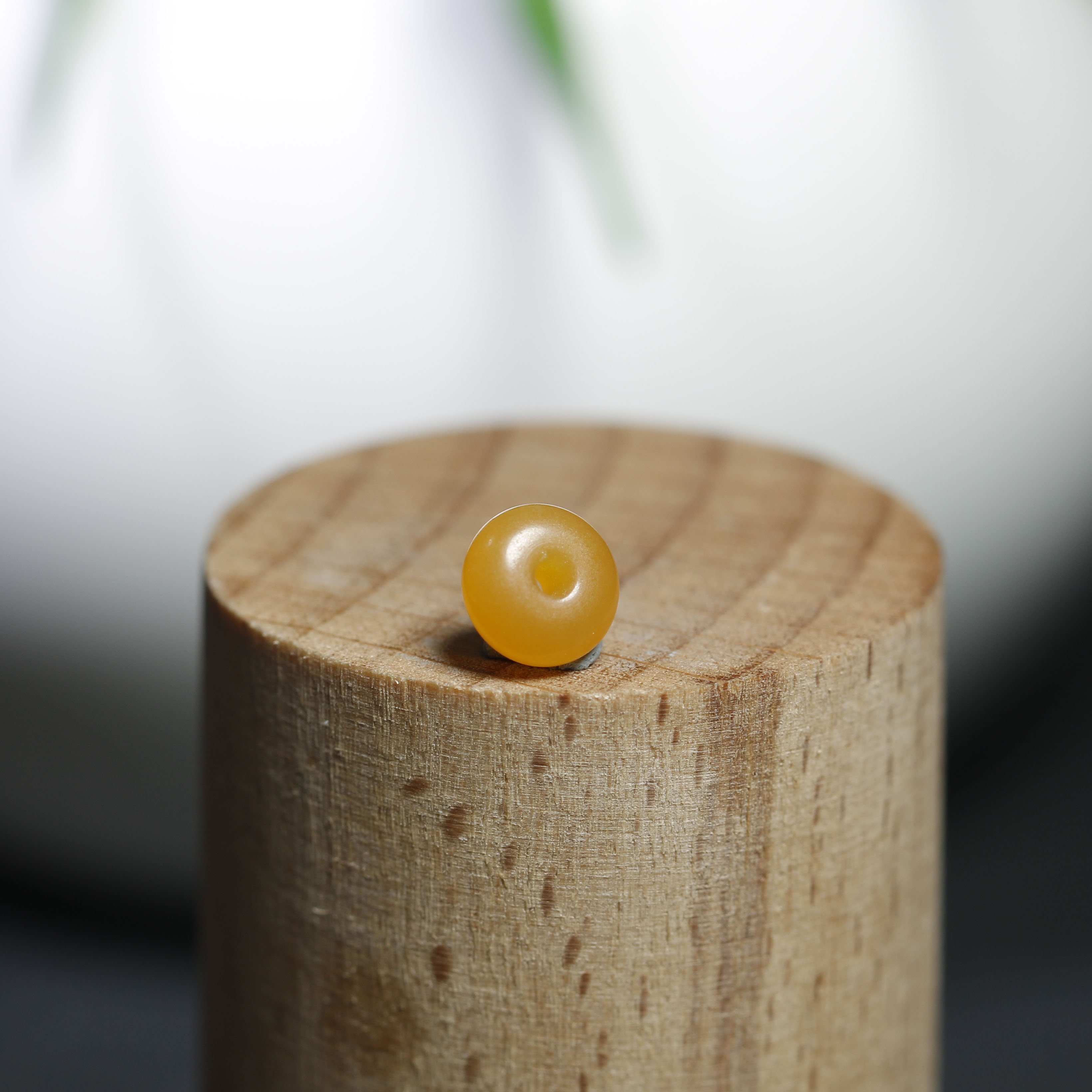 现货【珠玉珍藏】6mm新疆和田玉籽料黄沁平安扣隔片顶珠细无结构