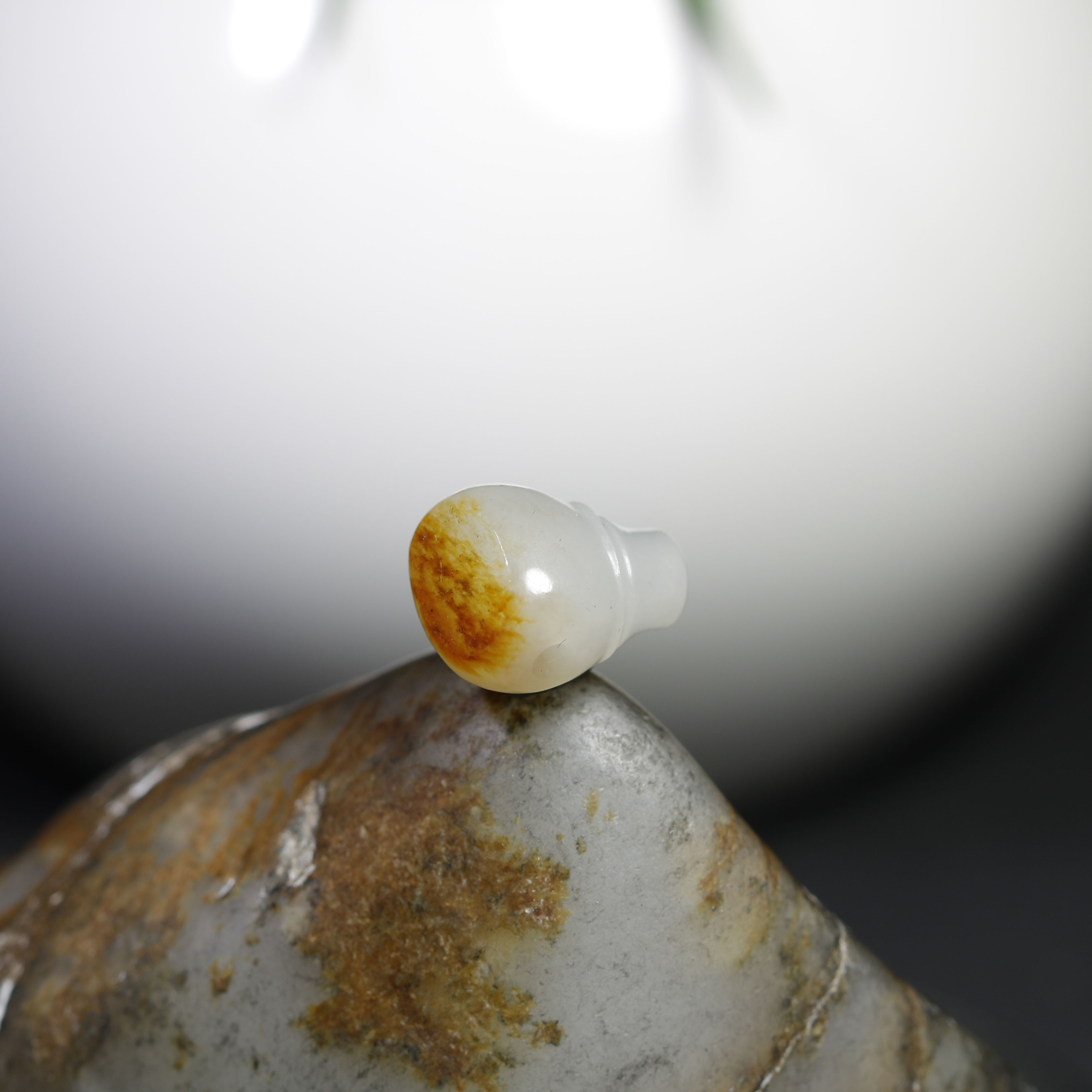 珠玉珍藏对孔10mm红皮白玉三通