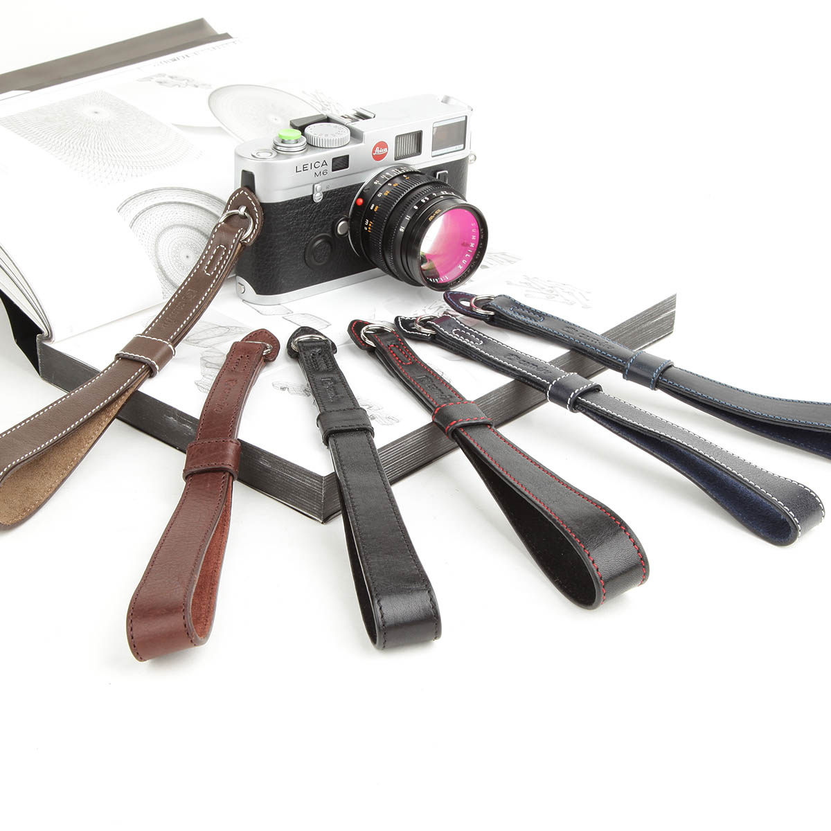 cam in原创设计意大利牛皮微单单反相机手腕带适用徕卡富士等