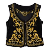 新疆舞演出服金丝绒刺绣烫钻女士短款 马甲少数民族民族风春夏背心