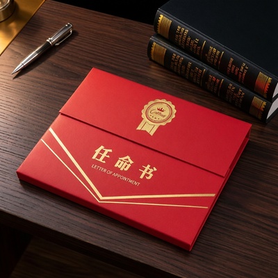 聘书外壳任命委任书封面A4摆台款荣誉证书奖状捐物慈善定制作做页