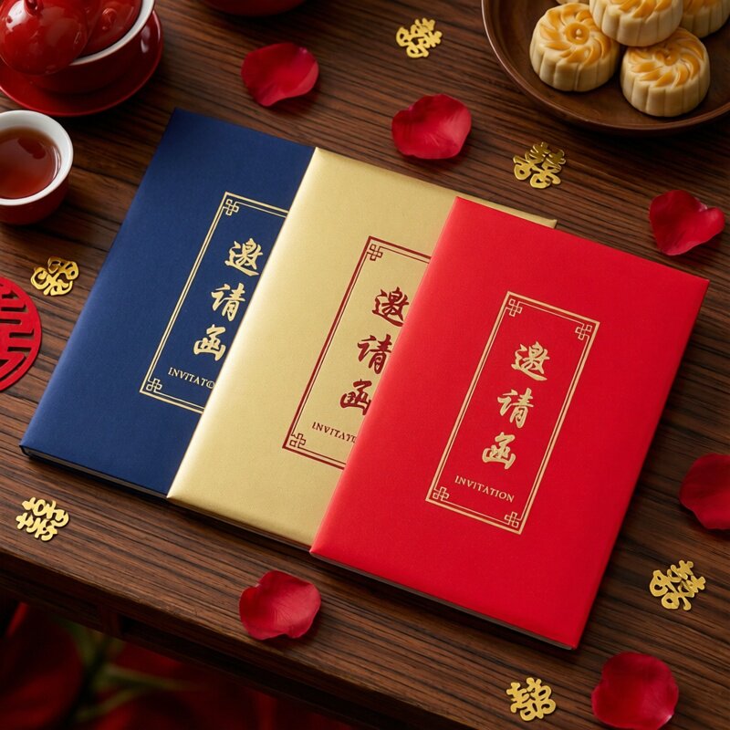 邀请函外壳邀请卡A4封面A3谢师宴结婚高档请柬商务庆典升学红色金