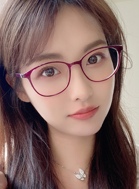 防蓝光辐射配近视眼镜女韩版潮可配有度数红色素颜平光护眼眼镜框