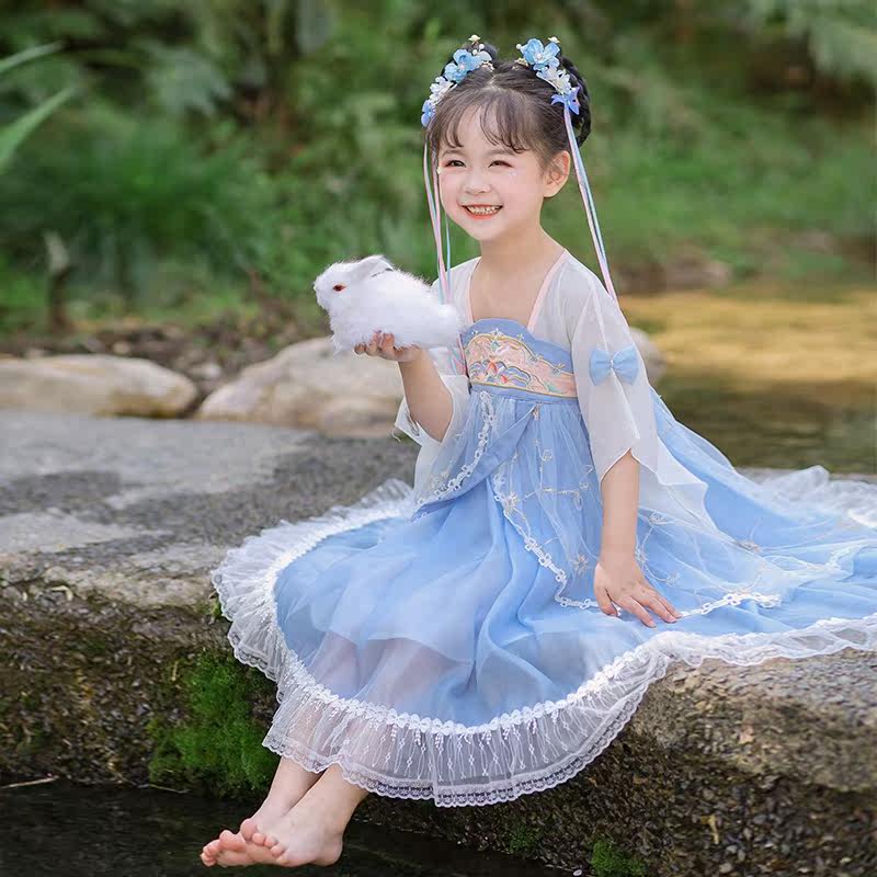 女童汉服夏季儿童中国风小学生超仙古风齐胸襦裙女宝宝唐装连衣裙