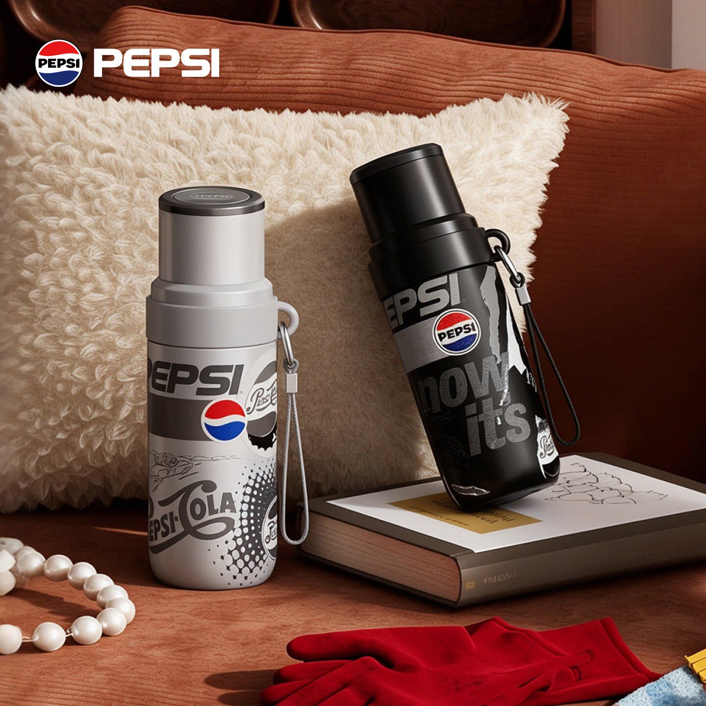 PEPSI百事保温杯女士高颜值2026新款男款车载杯子便携随行杯水杯