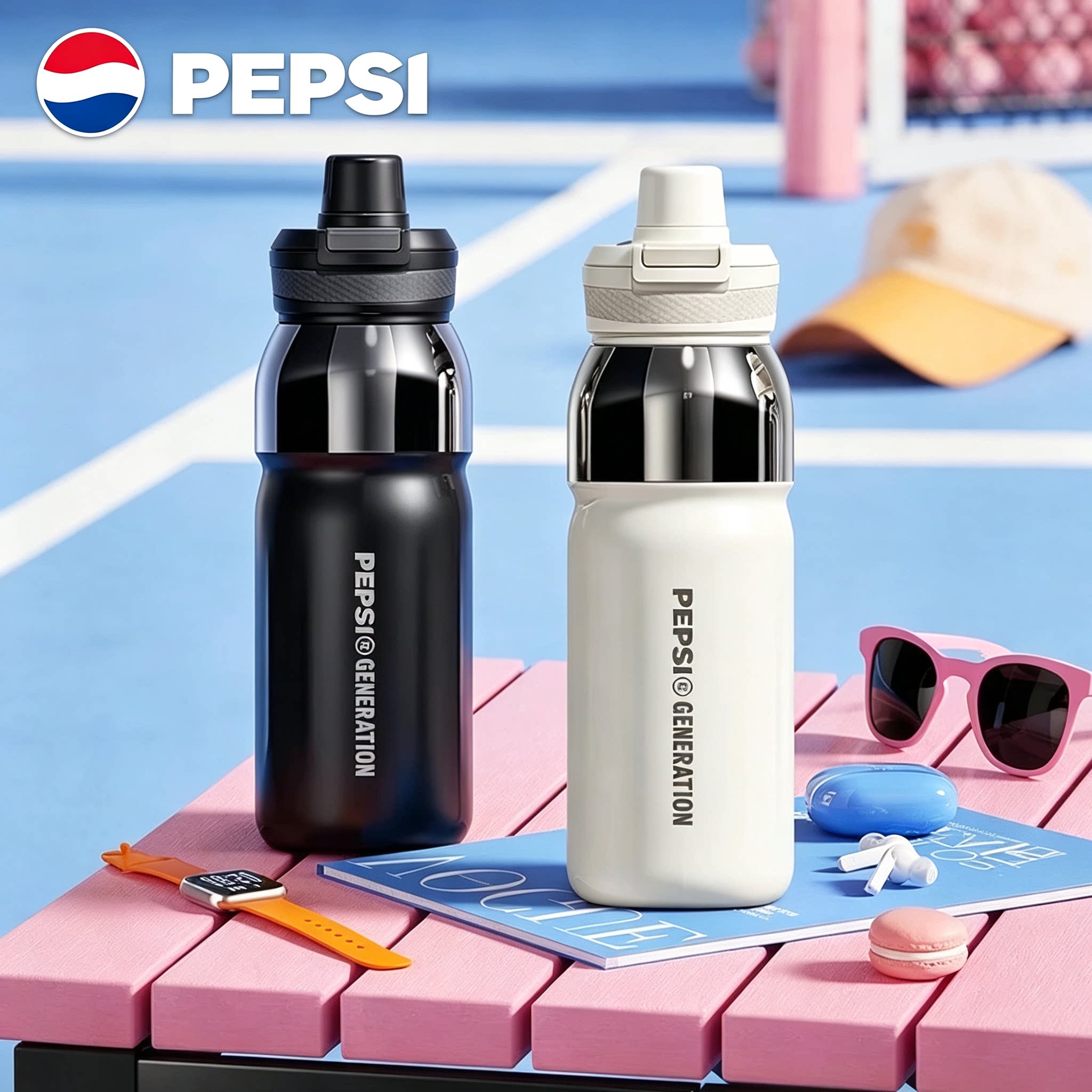 PEPSI百事可乐保温杯大容量学生户外运动便携杯子男女士定制刻字