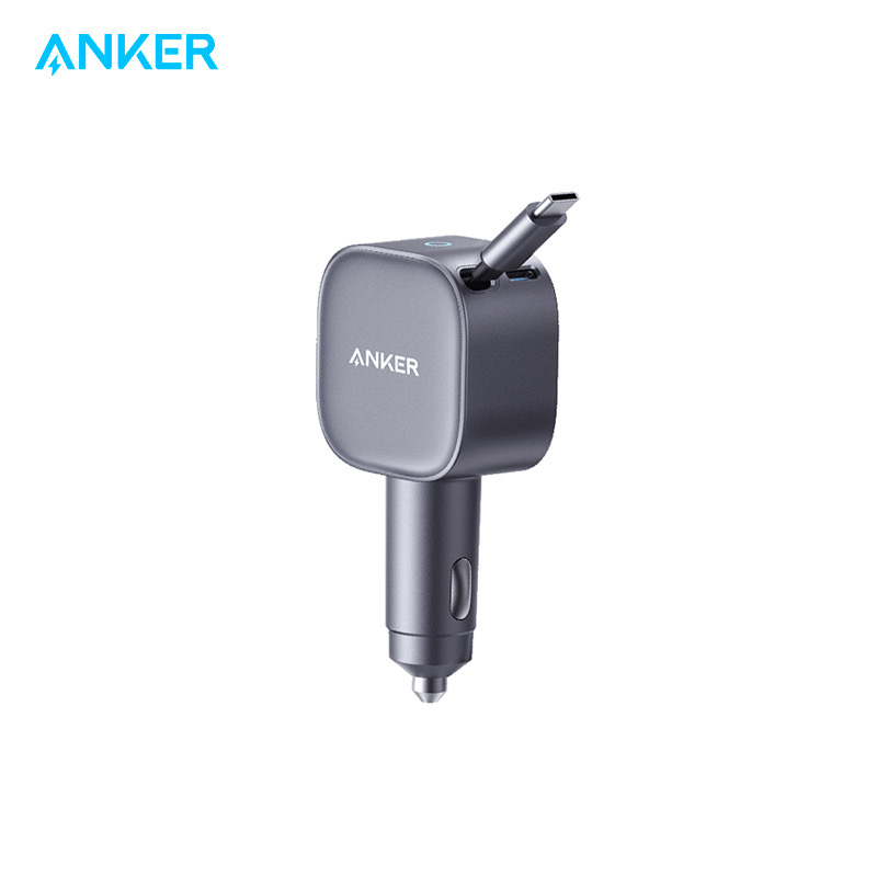 Anker安克 自带伸缩线车载充电器适用于汽车点烟器车充手机充电器