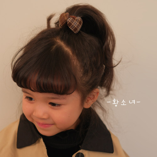 黄小妞女童爱心格子高颅顶发绳