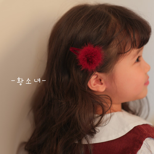 黄小妞毛绒新年球球发夹