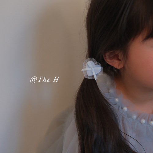 TheH手工蓝色网纱爱心女童发圈