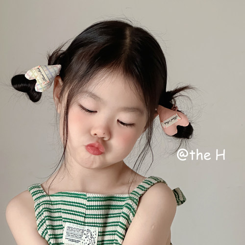 女童韩系百搭布艺爱心弹力皮筋