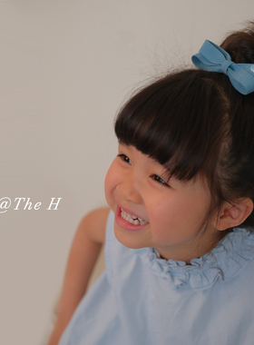 The H韩版早春蓝色蝴蝶结发夹百搭清新发饰女童可爱头饰碎发夹