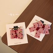 The H韩系甜美蝴蝶结发绳女手工波点发饰百搭儿童新年粉色皮筋