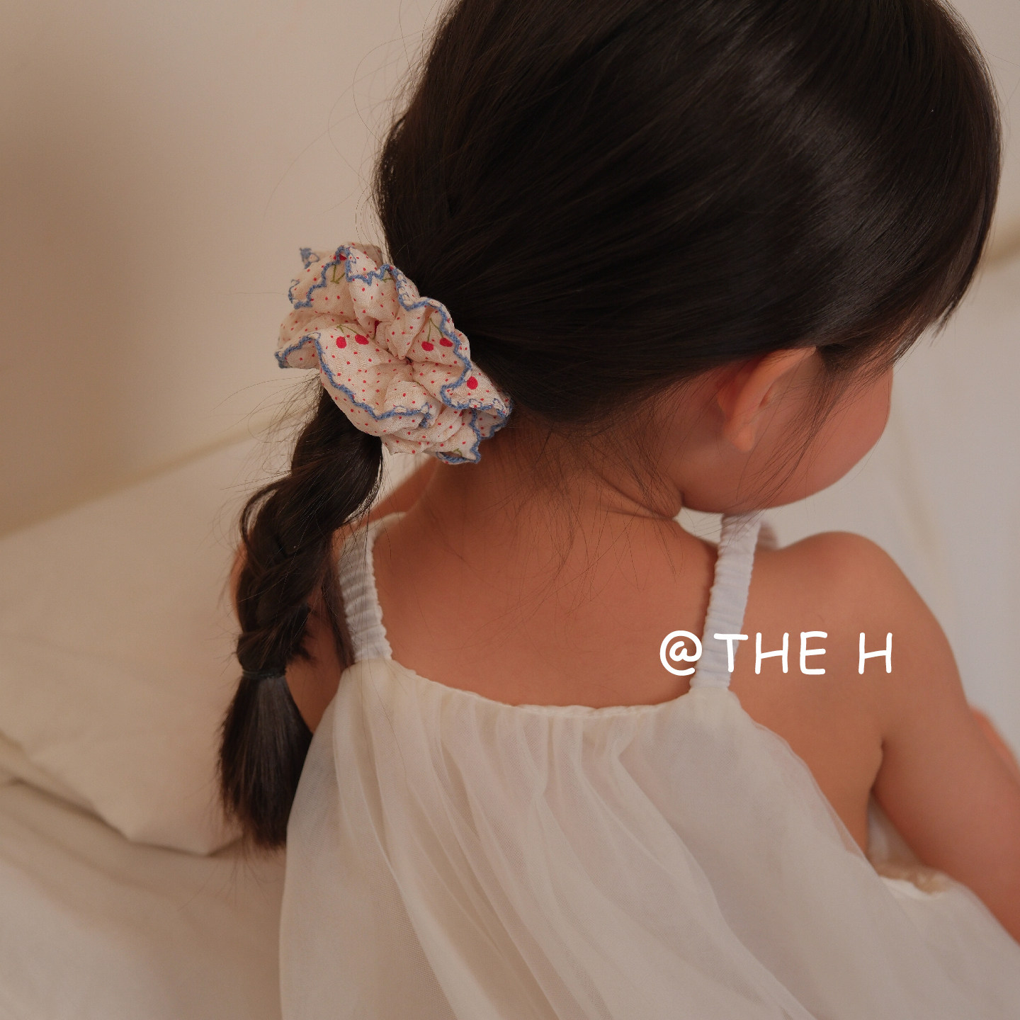 女童森系碎花丸子头大肠发圈图片