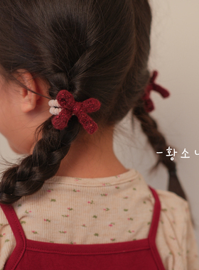 新年红色儿童发饰女童可爱蝴蝶结发绳宝宝扎马尾皮筋可爱百搭头绳