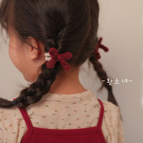 黄小妞新年红色女童蝴蝶结发绳