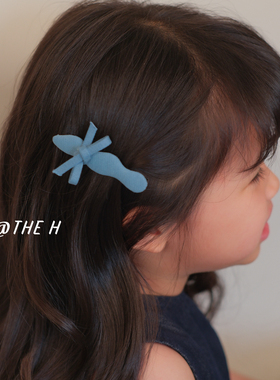 THE H 韩版百搭立体蝴蝶结发夹女童蓝色碎发侧边夹刘海整理发饰