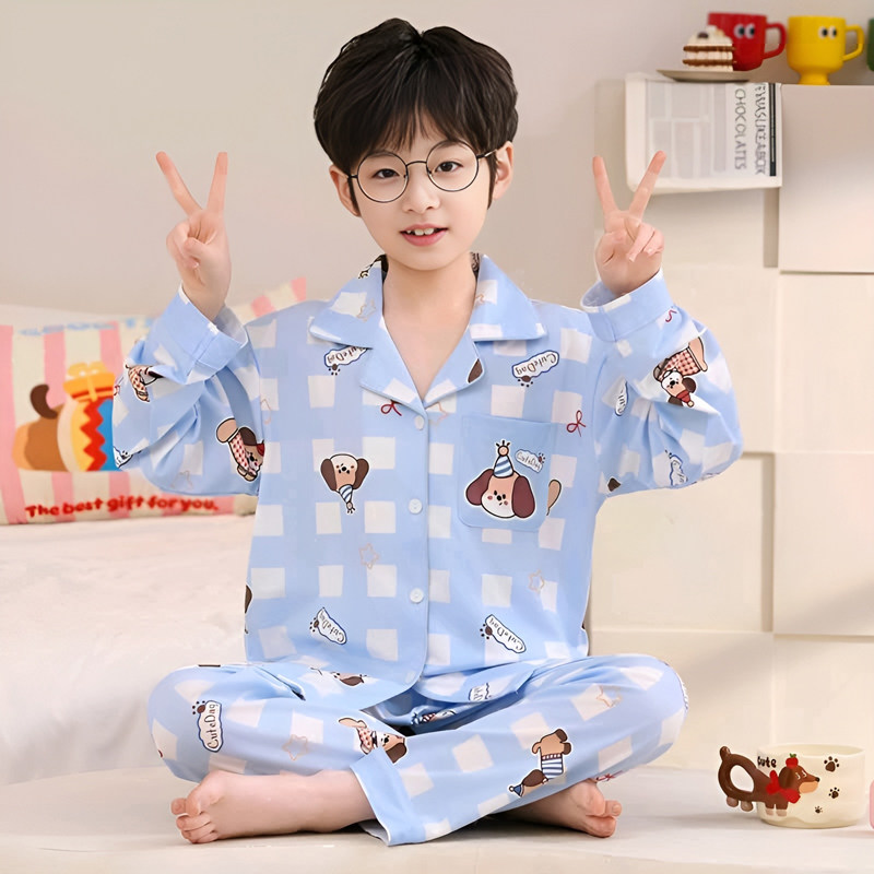 男童睡衣春秋季儿童套装长袖2026新款空调服夏小男孩中大童家居服