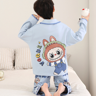 男童睡衣春秋季纯棉长袖儿童青少年中大童男孩家居服夏款2026新款