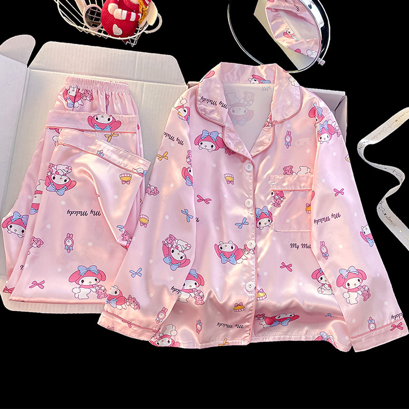 儿童睡衣春秋季新款冰丝居家服套装大童长袖长裤女童小女孩空调服