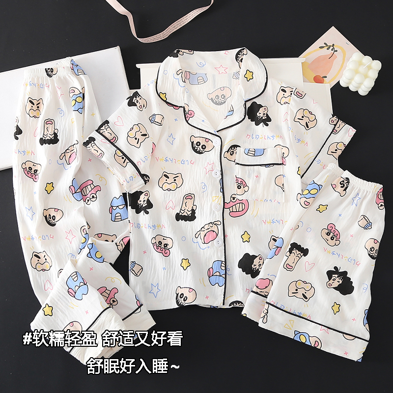卡通睡衣女童春夏季薄款短袖纯棉小女孩中大童儿童家居服三件套装