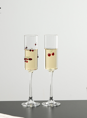 樱桃香槟杯轻奢红酒杯耐热咖啡杯玻璃水杯甜酒杯葡萄酒高脚杯饮料