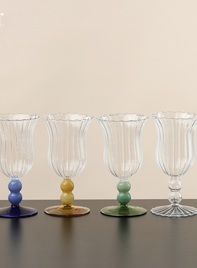 复古高脚杯中古酒杯耐高温玻璃杯高颜值红酒杯小众鸡尾酒杯香槟杯