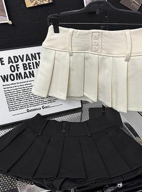 秋冬半身裙女冬季防走光裤裙辣妹显瘦百褶裙高腰短裙减龄a字裙子