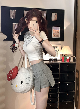 辣妹开叉灰色半身裙女夏季高腰紧身裙子小个子性感不规则包臀短裙