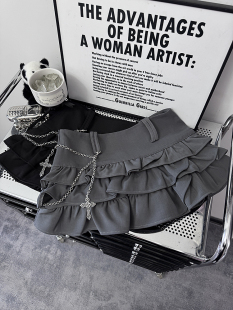 BIGBIU黑桃契约春夏木耳边新款 百搭甜美蓬蓬蛋糕裙a字半身短裙