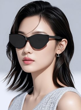 个性猫眼框太阳镜欧美潮流眼镜小框墨镜女新款高级感防紫外线