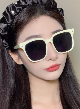 复古大框网红眼镜ins圆脸女太阳镜 黑茶框眼镜韩版墨镜