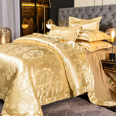 欧式高档贡缎提花四件套全棉纯棉轻奢高级感天丝被套公主风4件套