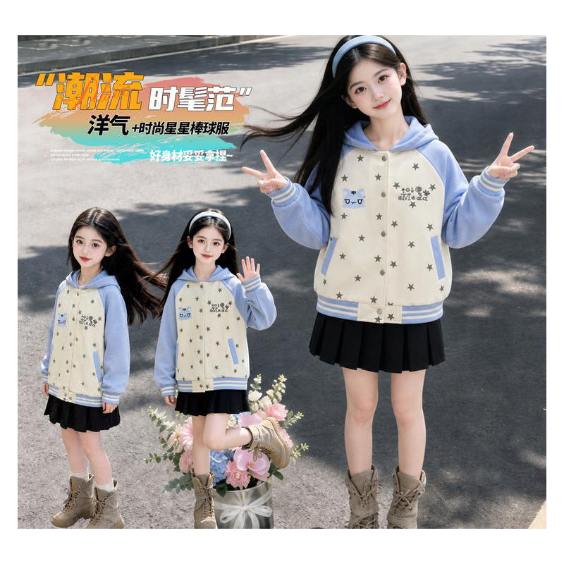 2026春秋女童星星棒球服洋气