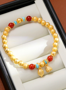 新中式民族风沙金色玛瑙手链