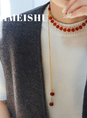 新中式柿柿如意天然石项链