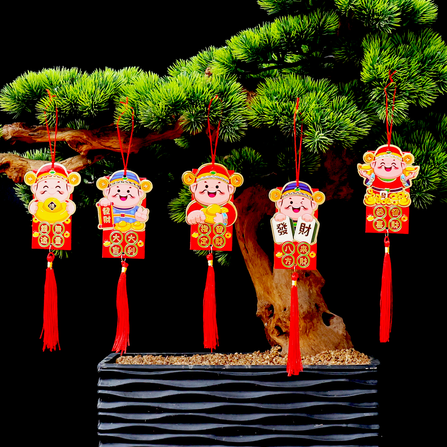 2026马年小挂件春节元旦装饰盆景创意财神挂饰新年生肖银柳许愿卡