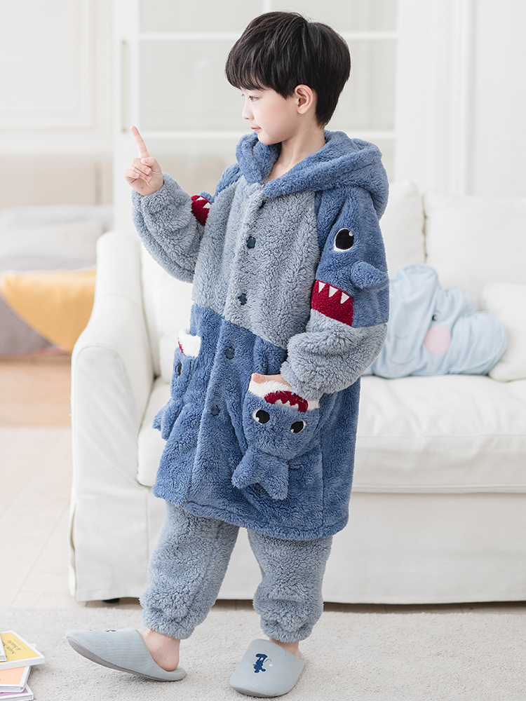 秋天男童睡衣珊瑚绒小孩家居服
