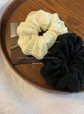 黑卡小众发圈复古kkkkiwi泡可爱芙发饰丨双色韩国奶油春季ins