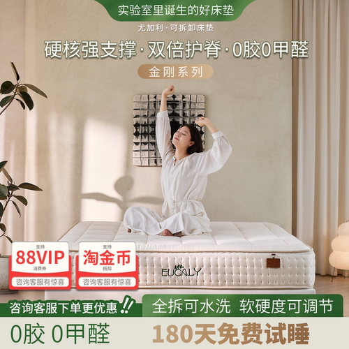 尤加利0胶护脊弹簧床垫可拆洗