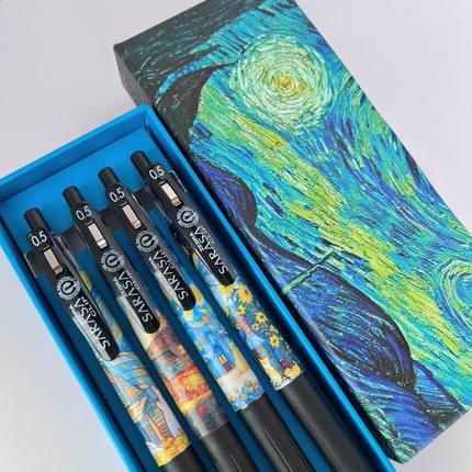 斑马ZEBRA第四代梵高限定笔DIY热缩膜款中性笔JJ15按动笔黑色笔芯