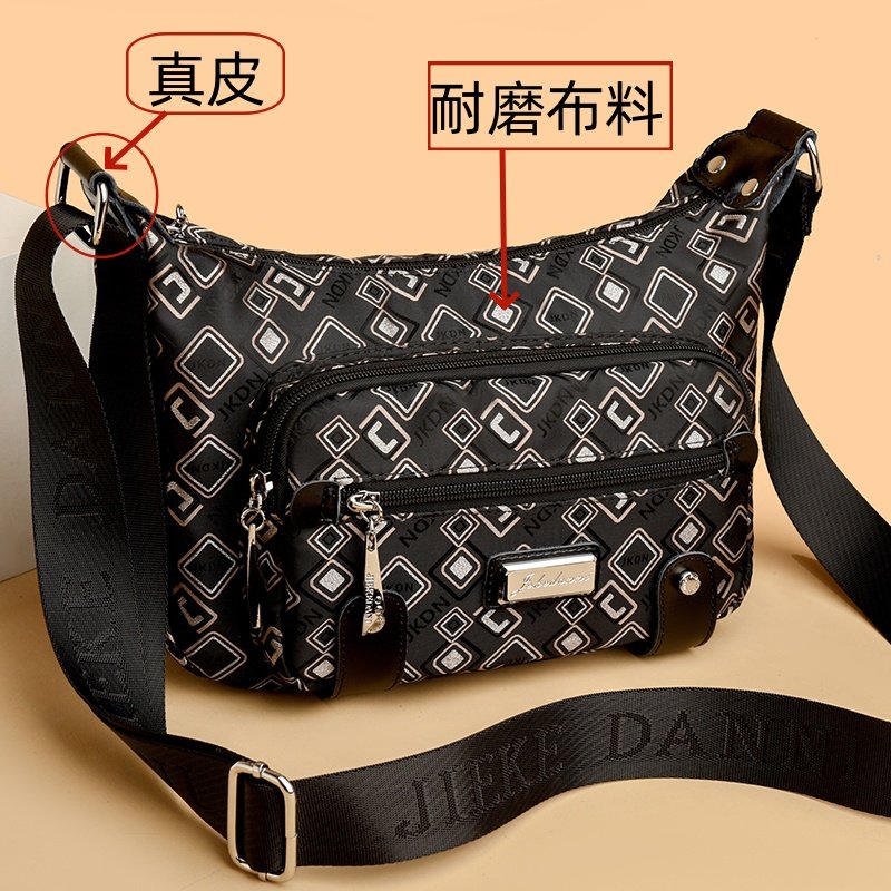 杰克丹妮中老年斜挎布包多层大容量妈妈牛津布女包帆布婆婆单肩包