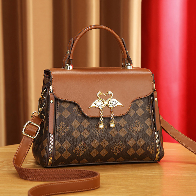 复古高级感小包包女精致印花小方包轻奢百搭单肩斜挎手提老花女包