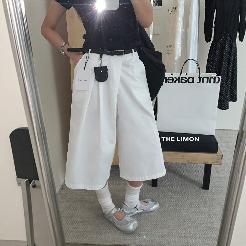 清仓不退换柠檬绿茶韩系时髦高腰百搭宽松显瘦七分休闲裤女配腰包