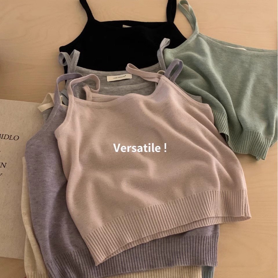 清仓捡漏 imiss 方领针织吊带背心女新款纯色打底衫显瘦内搭上衣