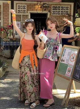 清仓捡漏 柠檬绿茶韩系缎面松紧腰紫色半身裙女垂感紫色长裙夏季